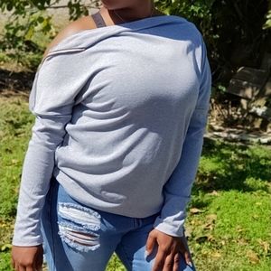 Zip Me Bare Shoulder Sweatshirt